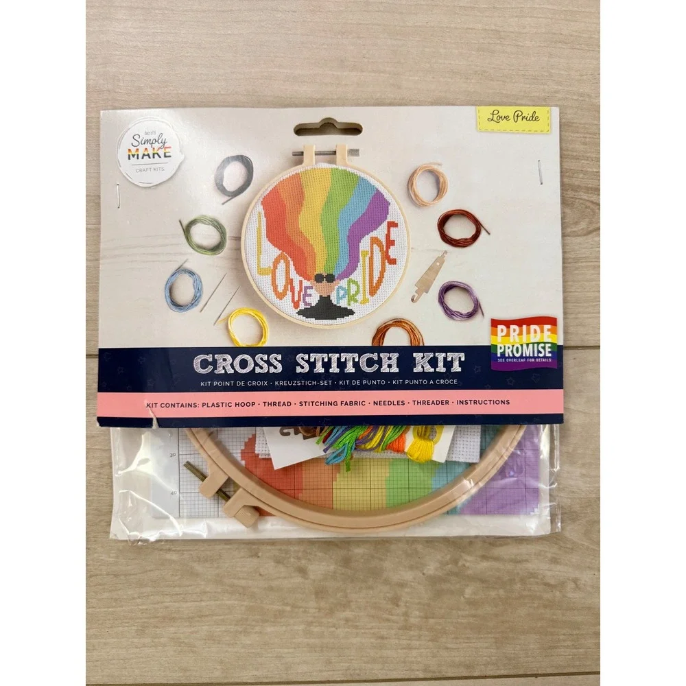 Simply Make Love Pride Rainbow Cross Stitch Kit DIY Craft Embroidery NEW